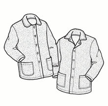 Load image into Gallery viewer, Line drawing of two polar lodge jackets made of fleece.