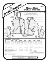 Load image into Gallery viewer, Package of Mount Hood Polar Hoodie with product details and Green Pepper branding.