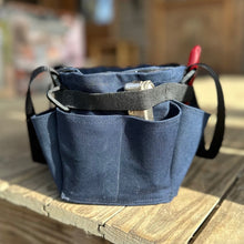 Load image into Gallery viewer, Blue tool pouch with tools on a wooden surface