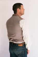 Load image into Gallery viewer, Back side view of man standing in front of a white studio backdrop, wearing View B with a back waist belt that adjusts the fit.