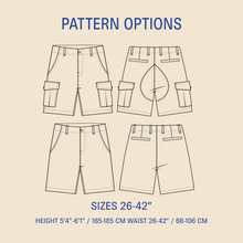 Load image into Gallery viewer, Cargo Shorts sewing pattern Wardrobe By Me