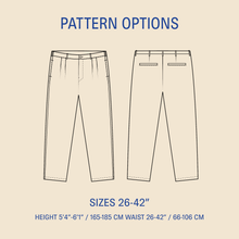 Load image into Gallery viewer, Men's Pleated pants sewing pattern Wardrobe By Me