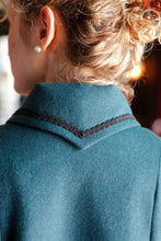 Load image into Gallery viewer, Close up of the Metropolitan Suit tall rollover collar.