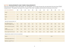 Load image into Gallery viewer, Measurement chart for fabric requirements with body measurements and garment dimensions.