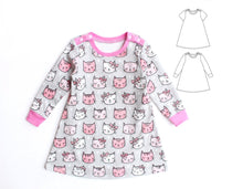 Load image into Gallery viewer, Baby Cats Dress Pattern