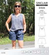 Load image into Gallery viewer, Byron v-neck tank top and easy fitting shorts set for woven fabrics (PDF)