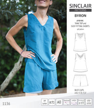 Load image into Gallery viewer, Byron v-neck tank top and easy fitting shorts set for woven fabrics (PDF)