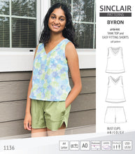 Load image into Gallery viewer, Byron v-neck tank top and easy fitting shorts set for woven fabrics (PDF)