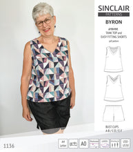 Load image into Gallery viewer, Byron v-neck tank top and easy fitting shorts set for woven fabrics (PDF)