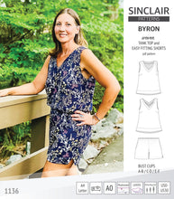 Load image into Gallery viewer, Byron v-neck tank top and easy fitting shorts set for woven fabrics (PDF)