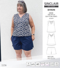 Load image into Gallery viewer, Byron v-neck tank top and easy fitting shorts set for woven fabrics (PDF)