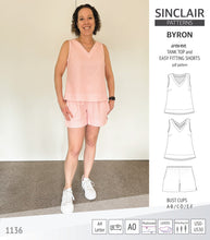 Load image into Gallery viewer, Byron v-neck tank top and easy fitting shorts set for woven fabrics (PDF)