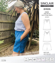 Load image into Gallery viewer, Byron v-neck tank top and easy fitting shorts set for woven fabrics (PDF)