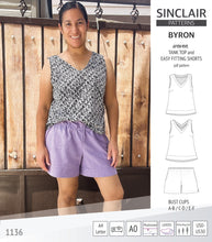 Load image into Gallery viewer, Byron v-neck tank top and easy fitting shorts set for woven fabrics (PDF)