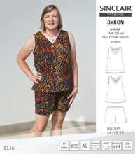 Load image into Gallery viewer, Byron v-neck tank top and easy fitting shorts set for woven fabrics (PDF)