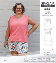 Load image into Gallery viewer, Byron v-neck tank top and easy fitting shorts set for woven fabrics (PDF)