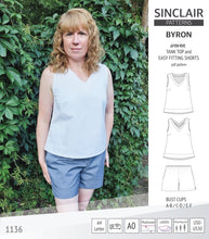 Load image into Gallery viewer, Byron v-neck tank top and easy fitting shorts set for woven fabrics (PDF)