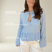 Load image into Gallery viewer, SH001 - Chemisier avec encolure nouée et découpes au buste