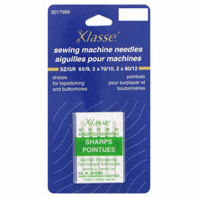 Load image into Gallery viewer, KLASSÉ sewing machine needles- Sharps Assorted Sizes 1-60/9, 2-70/10, 2-80/12