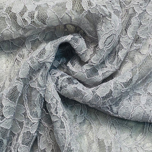 Corded Lace Woven Fabric- Silver Floral