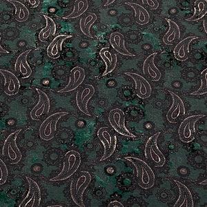 Paisley Print Velvet Knitted Fabric- Teal