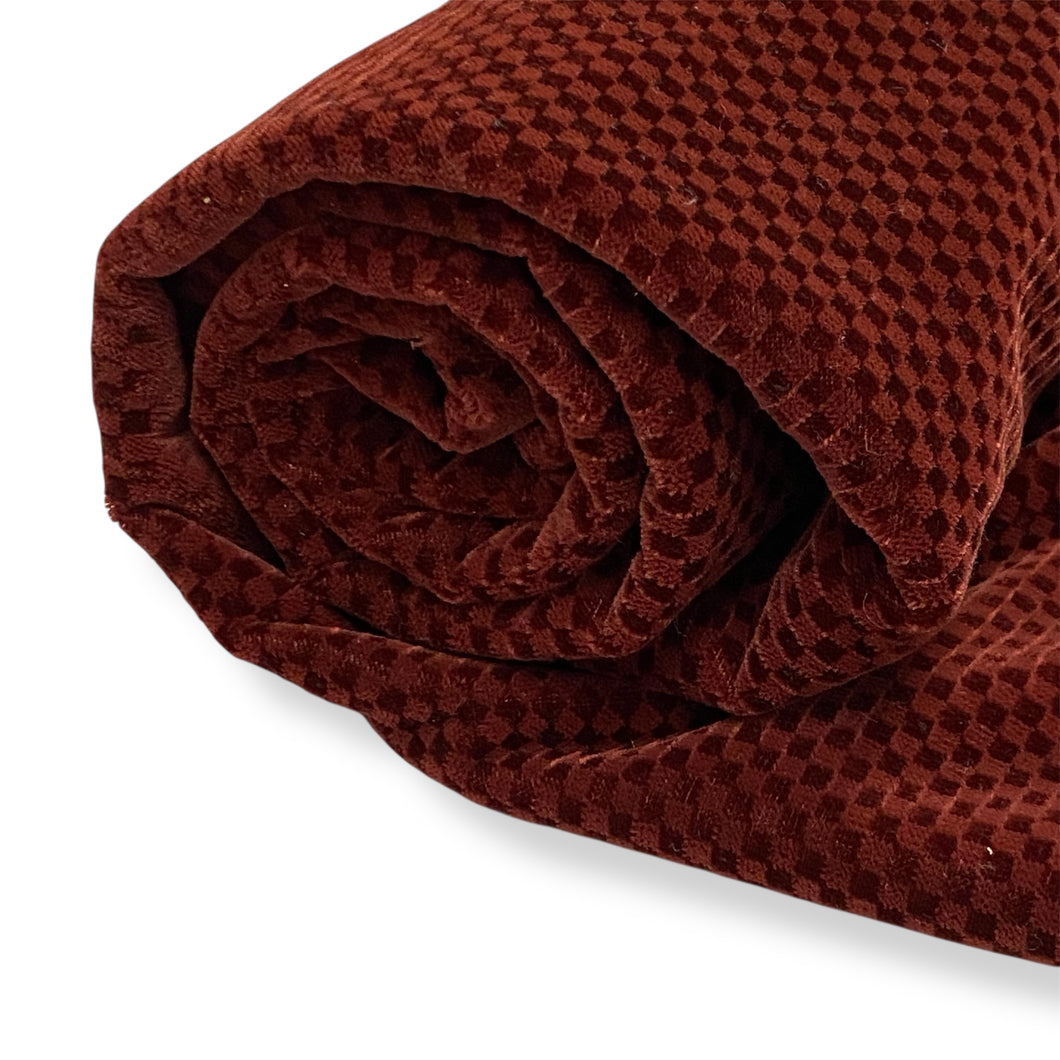 193 Dark Red Velvet Checkered Deadstock Remnant 1m Bundle