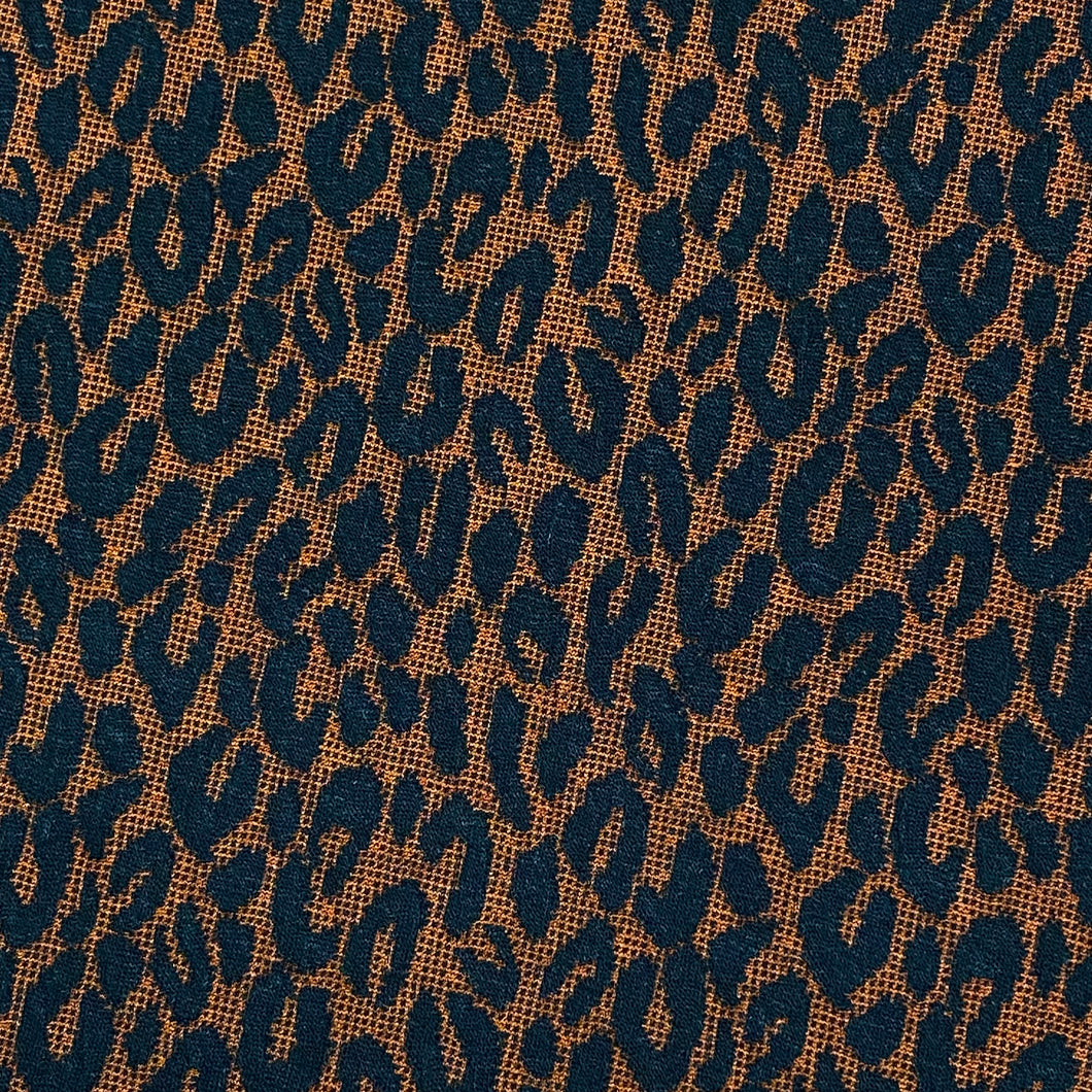 Double Knit Jacquard- Orange and Black Cheetah