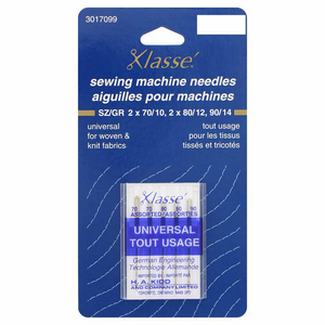 KLASSÉ sewing machine needles- Universal Assorted 70/10, 80/12, 90/14