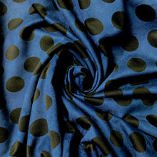 Load image into Gallery viewer, Double Knit Jacquard - Blue and Black Polka Dots
