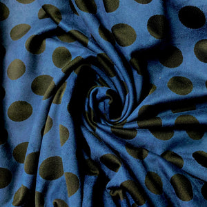 Double Knit Jacquard - Blue and Black Polka Dots