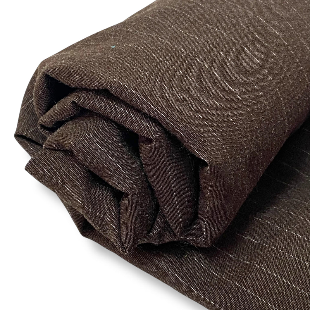 213 Brown with White Pinstripe Woven Deadstock Remnant 1m Bundle