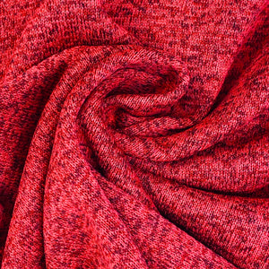 Red Heathered Polyester Knit Fabric