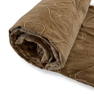 075 Brown Embroidered Corduroy Upholstery Deadstock Remnant 1m Bundle