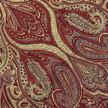 Load image into Gallery viewer, 099 Red and Gold Paisley Upholstery Deadstock Remnant 1m Bundle
