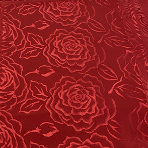 245 Red Rose Damask woven Deadstock Remnant 2m Bundle