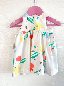 Little Love Birds Upcycled Sleeveless Dress - Tulips 0-3 months