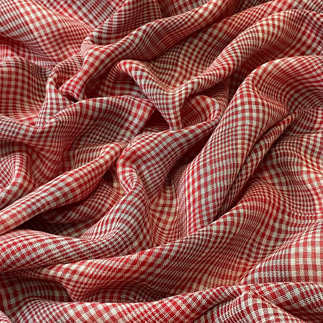 Double Cotton Gauze- Double Sided Plaid - Red & Black