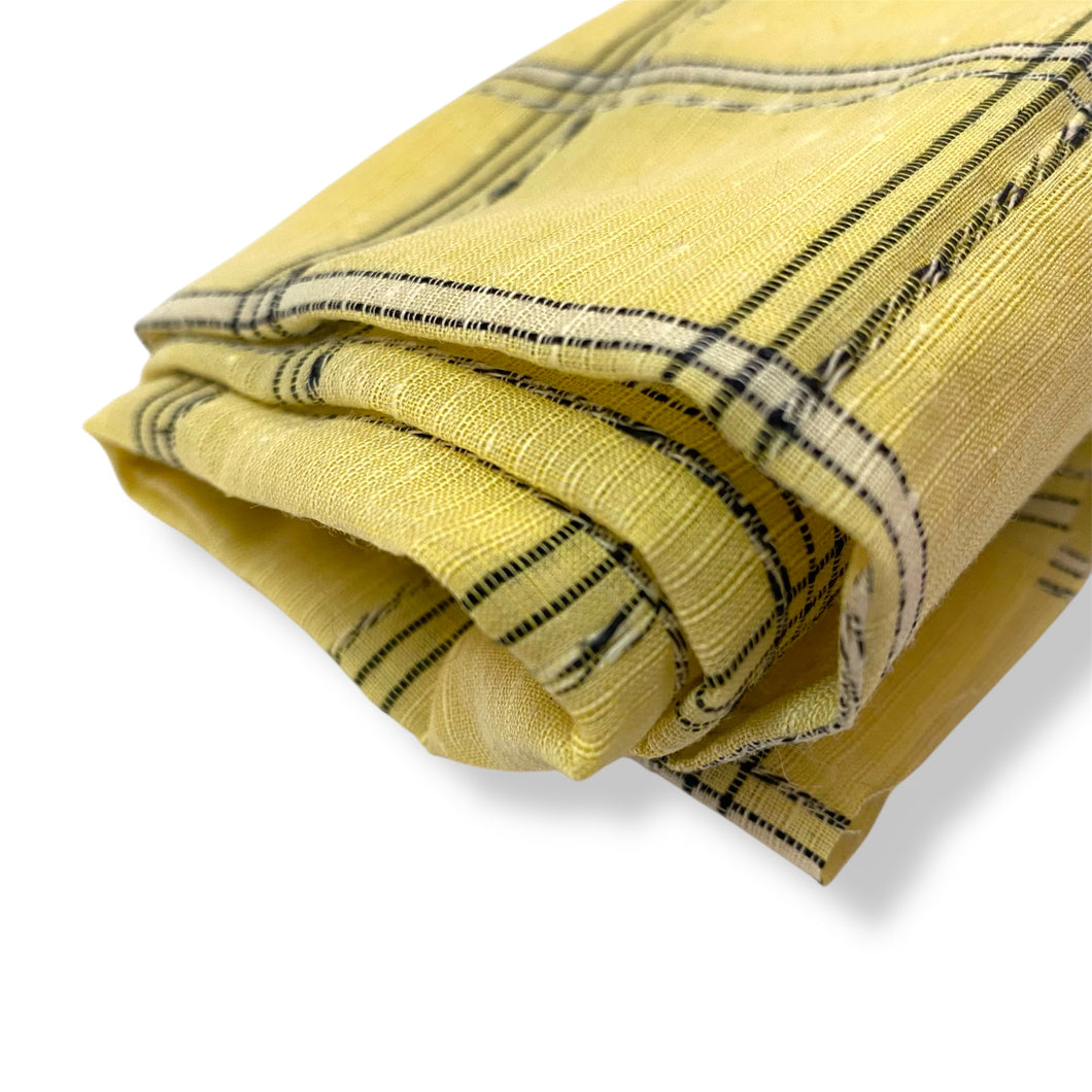 215 Yellow Plaid Sheer Woven Deadstock Remnant 1m Bundle