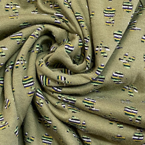 Polyester Knit - Green and Striped Double Faced Print