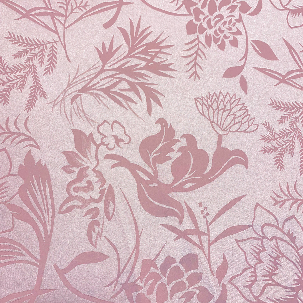 Damask Polyester Satin-Duchess Pink Floral