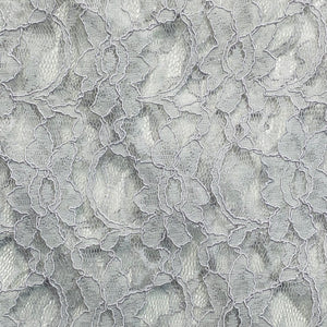 Corded Lace Woven Fabric- Silver Floral