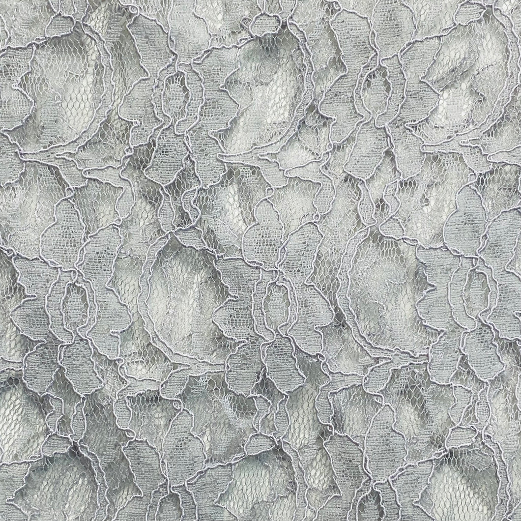 Corded Lace Woven Fabric- Silver Floral