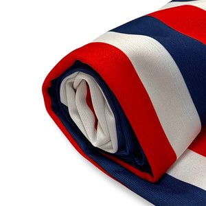 246 Red Blue and White Striped Synthetic Knit Deadstock Remnant 1m Bundle