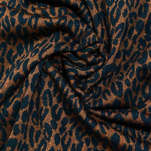 Double Knit Jacquard- Orange and Black Cheetah