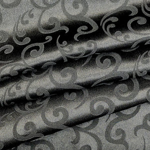 Damask Polyester Satin-Spirals- Black