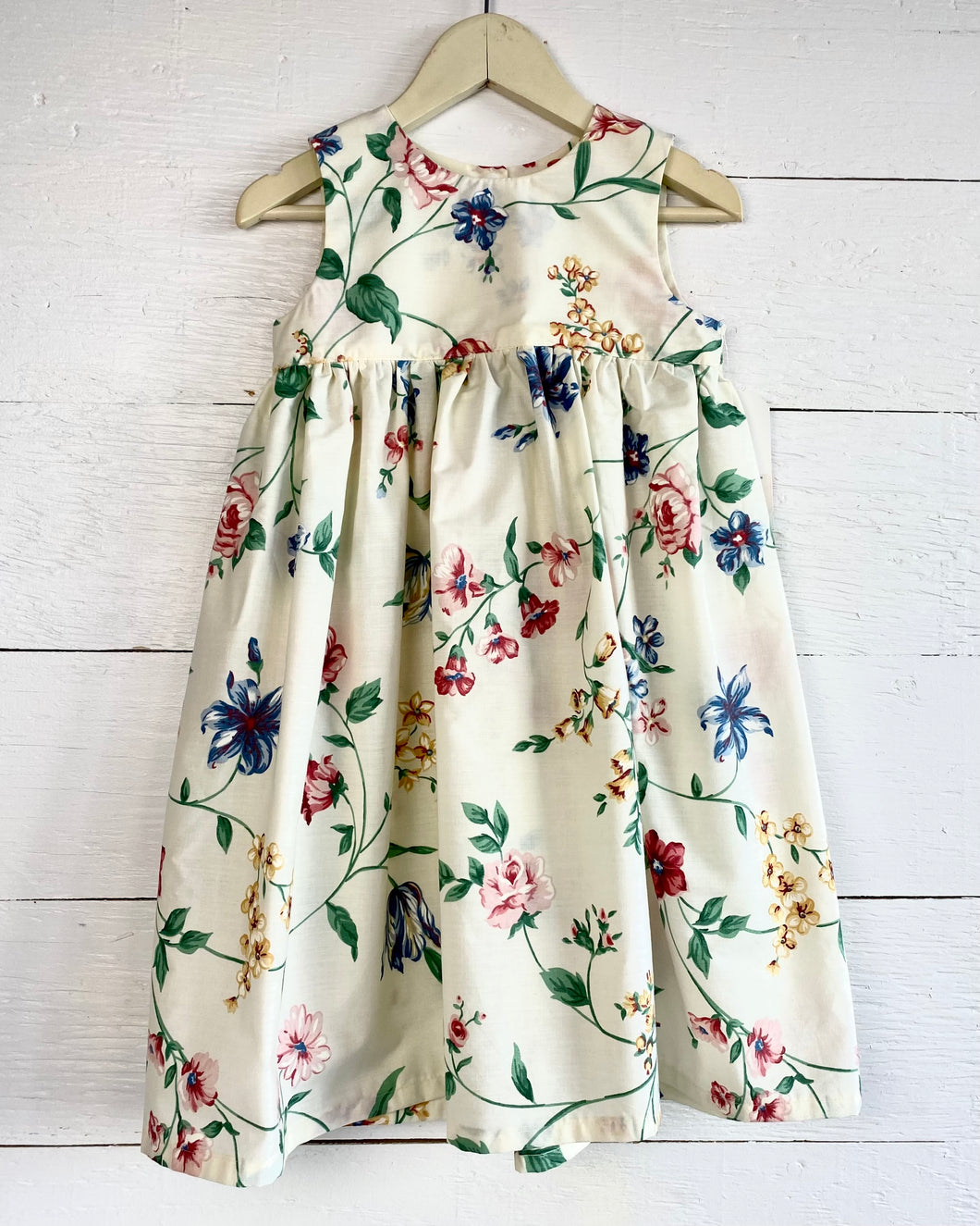 Little Love Birds Upcycled Sleeveless Dress - Roses 4T