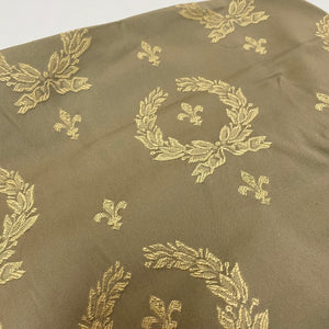 036 Olive Wreath & Fleur-de-Lis Upholstery Deadstock Remnant 1m Bundle