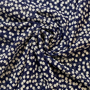 Blue & White Floral Print Chiffon