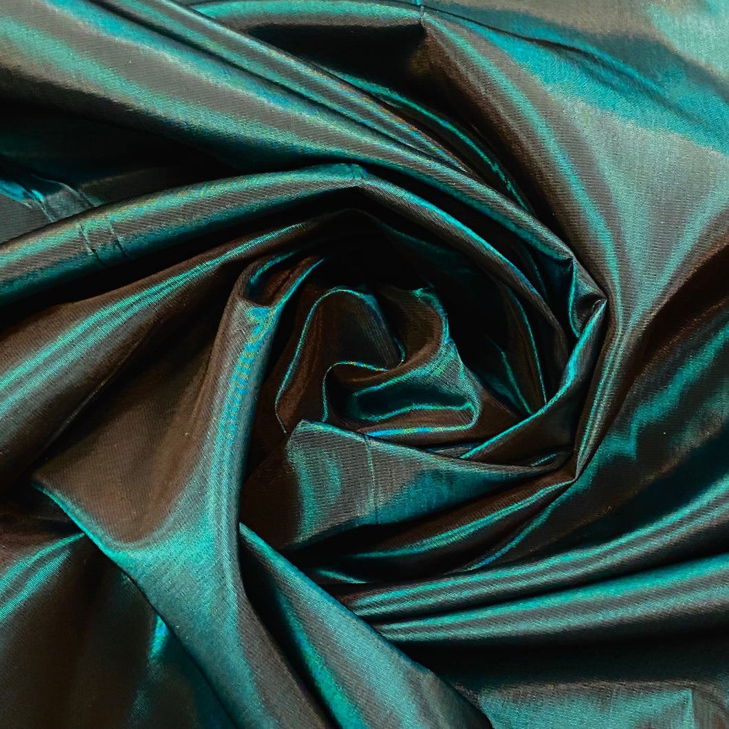 Two Tone Polyester Taffeta Woven Fabric - Teal Black