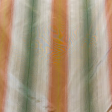 Load image into Gallery viewer, Striped Polyester Taffeta Woven Fabric - Red Green and Pale Gold

